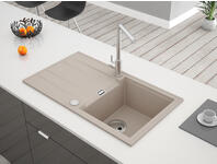 Zdjęcie: Zlewozmywak granitowy Avangard 1-komorowy piaskowy 80x46x21,5 cm bateria Elite F MILÓ