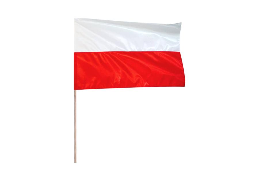 Zdjęcie: Flaga narodowa Polski 112x70 cm w kpl z drzewcem METRO