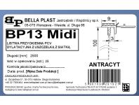 Zdjęcie: Listwa PVC BP13 Midi L250 9/3 antracyt, dylatacyjna, z siatką i z uszczelką BELLA PLAST