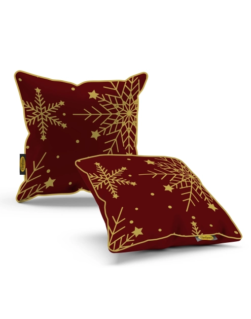 Zdjęcie: Poduszka welwetowa świąteczna 45x45 cm czerwono-złota EUROFIRANY