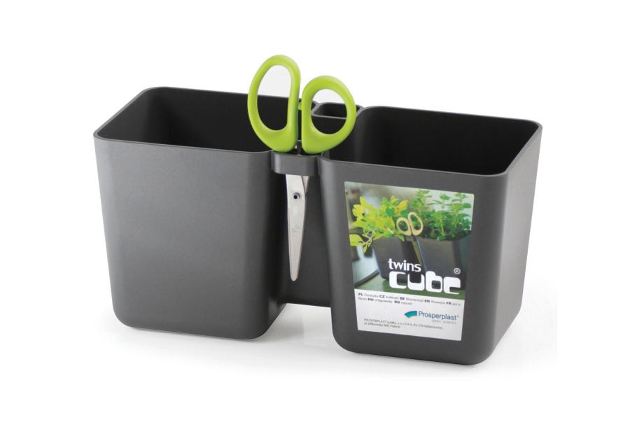 Zdjęcie: Doniczka na zioła Twinscube grafit PROSPERPLAST