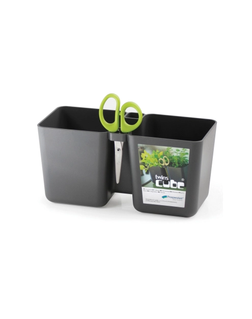 Zdjęcie: Doniczka na zioła Twinscube grafit PROSPERPLAST