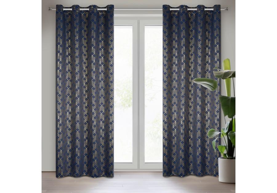 Zdjęcie: Zasłona gotowa D91 Poli 140 x 250 cm granatowy EUROFIRANY