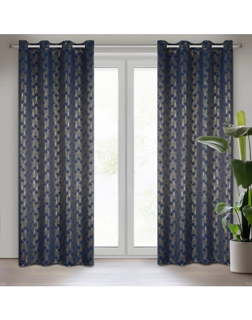 Zdjęcie: Zasłona gotowa D91 Poli 140 x 250 cm granatowy EUROFIRANY