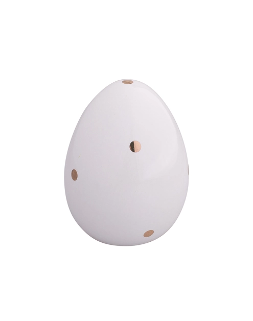 Zdjęcie: Figurka porcelanowa jajko ze złotymi kropkami 10x10x12,5 cm białe ALTOMDESIGN