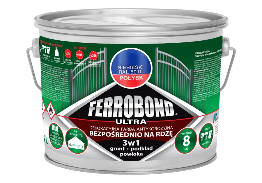 Zdjęcie: Farba antykorozyjna Ferrobond Ultra połysk niebieski 2,5 L JURGA