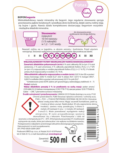 Zdjęcie: Nawóz do begonii 0,5 L BOPON