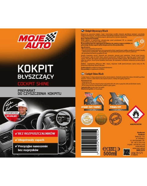 Zdjęcie: Spray do kokpitu błyszczący black 500 ml MOJE AUTO