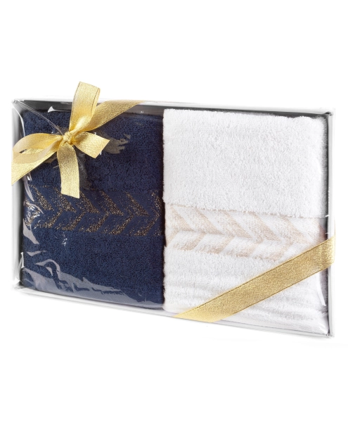 Zdjęcie: Komplet ręczników Glow 50x90 cm -2 szt. biało-granatowe EUROFIRANY