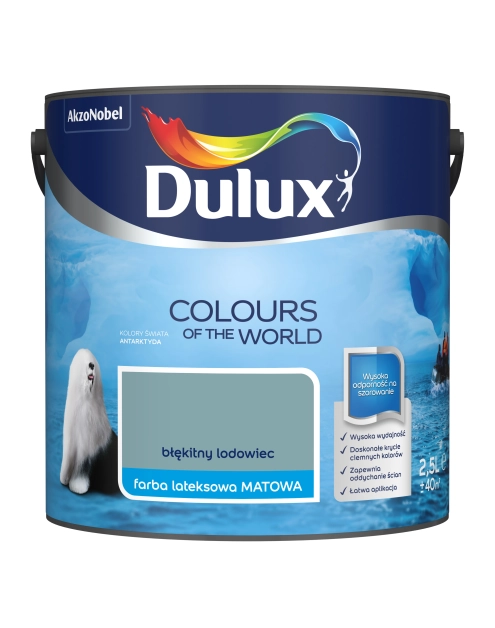 Zdjęcie: Farba do wnętrz Kolory Świata 2,5 L błękitny lodowiec DULUX