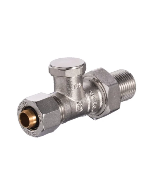 Zdjęcie: Zawór grzejnikowy powrotny prosty 1/2" z przyłączem zaciskanym 16 x 2,0 mm CALIDO