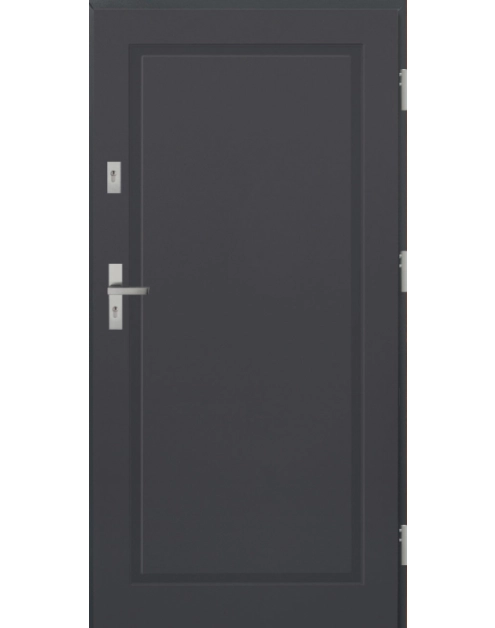 Zdjęcie: Drzwi zewnętrzne stalowo-drewniane Disting Mario 01 Antracyt 90 cm prawe KR CENTER