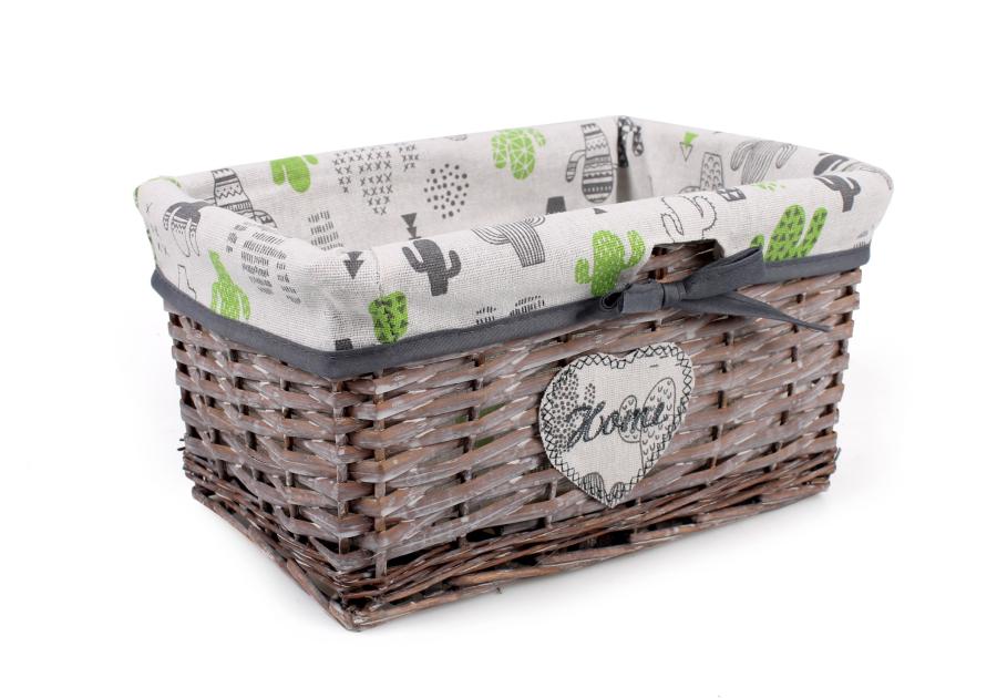 Zdjęcie: Szuflada wiklinowa z materiałem w kaktusy 30x20x16 cm brązowa TIN TOURS