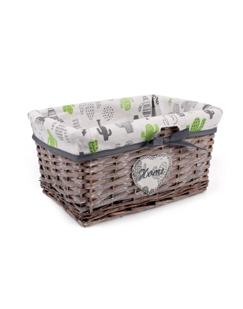 Zdjęcie: Szuflada wiklinowa z materiałem w kaktusy 30x20x16 cm brązowa TIN TOURS