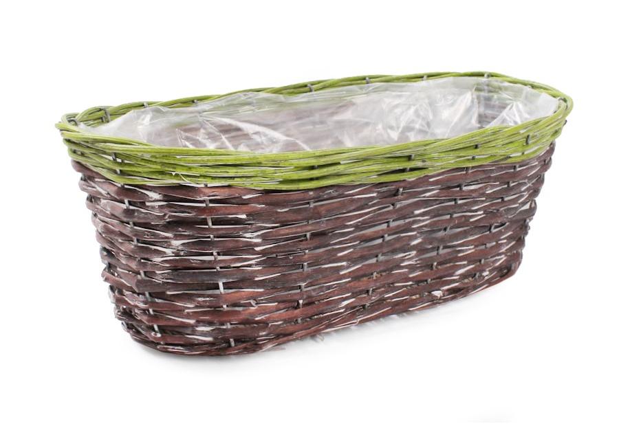 Zdjęcie: Balkonówka doniczka wiklinowa z folią 38x18x14 cm TIN TOURS