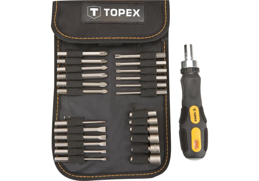 Zdjęcie: Końcówki wkrętakowe i nasadki z uchwytem, zestaw 26 sztuk TOPEX