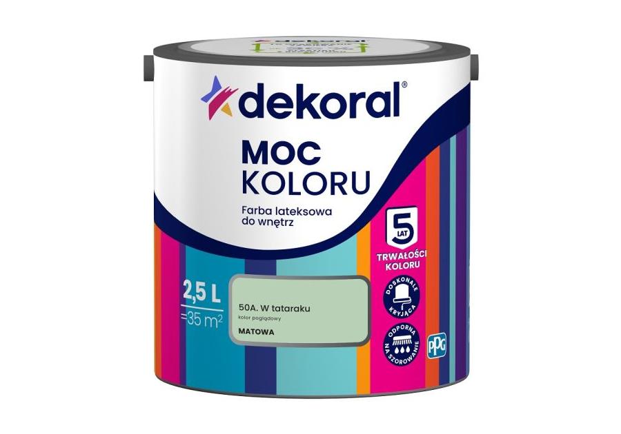 Zdjęcie: Farba lateksowa Moc Koloru W tataraku 2,5 L DEKORAL
