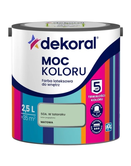Zdjęcie: Farba lateksowa Moc Koloru W tataraku 2,5 L DEKORAL