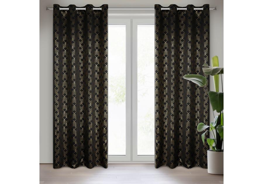 Zdjęcie: Zasłona gotowa D91 Poli 140 x 250 cm czarny EUROFIRANY