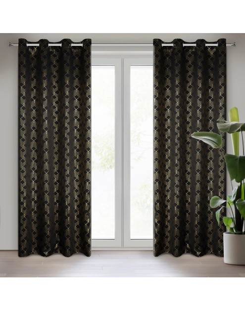 Zdjęcie: Zasłona gotowa D91 Poli 140 x 250 cm czarny EUROFIRANY