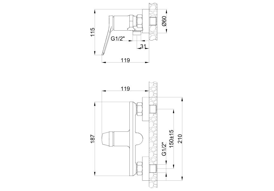 Zdjęcie: Bateria natryskowa Alonia chrom INVENA