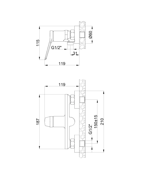 Zdjęcie: Bateria natryskowa Alonia chrom INVENA