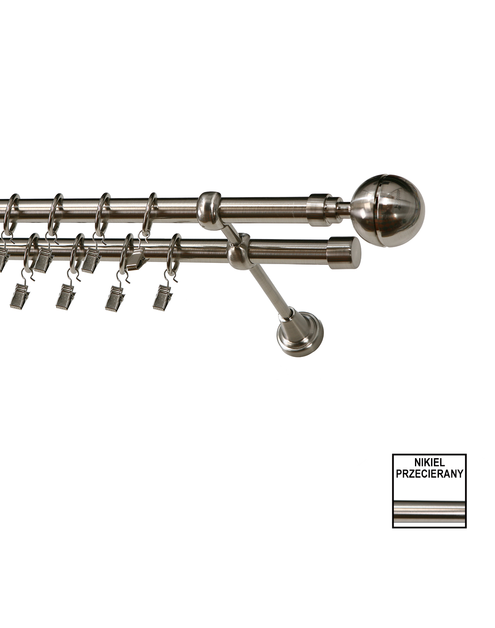 Zdjęcie: Karnisz podwójny Zeus fi 19 mm - 480 cm kula nikiel KARWEL