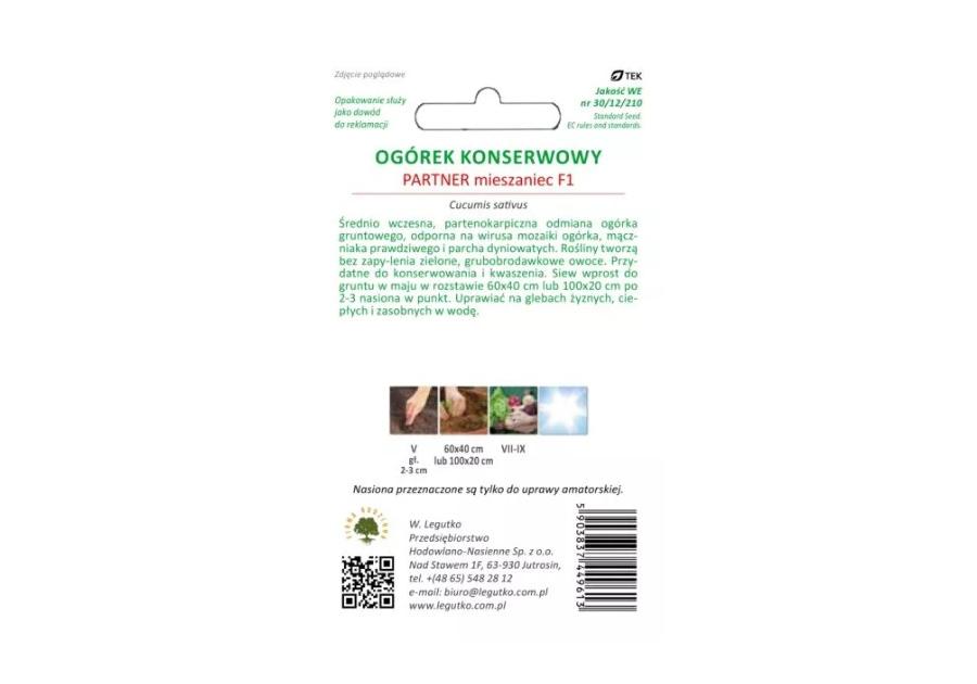 Zdjęcie: Ogórek Partner F1 2 g W.LEGUTKO