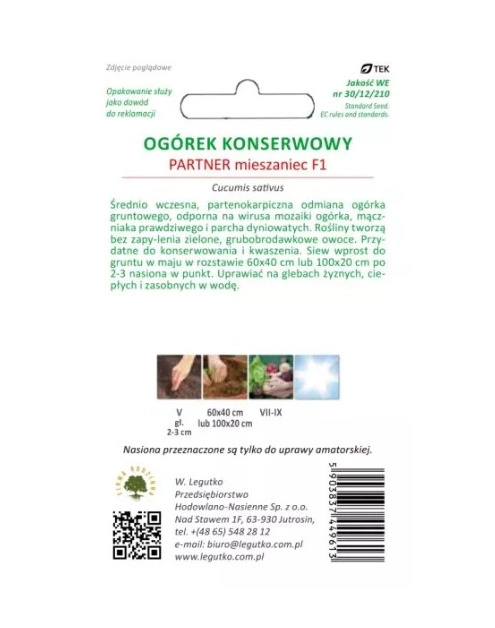 Zdjęcie: Ogórek Partner F1 2 g W.LEGUTKO