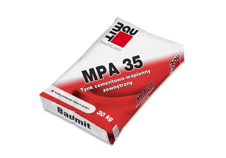 Zdjęcie: Tynk cementowo-wapienny zewnętrzny MPA 35, 30 kg BAUMIT