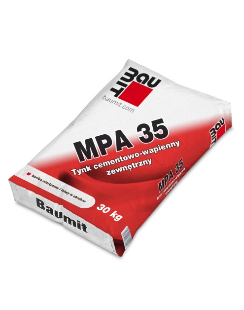 Zdjęcie: Tynk cementowo-wapienny zewnętrzny MPA 35, 30 kg BAUMIT