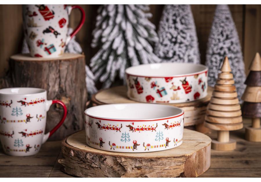 Zdjęcie: Miska dla psa 15x5 cm 460 ml dekoracja świąteczne jamniki ALTOM DESIGN