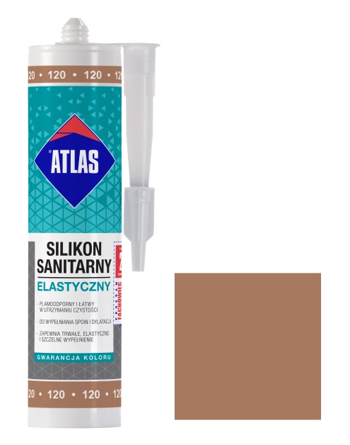 Zdjęcie: Silikon sanitarny elastyczny 120 toffi 280 ml ATLAS