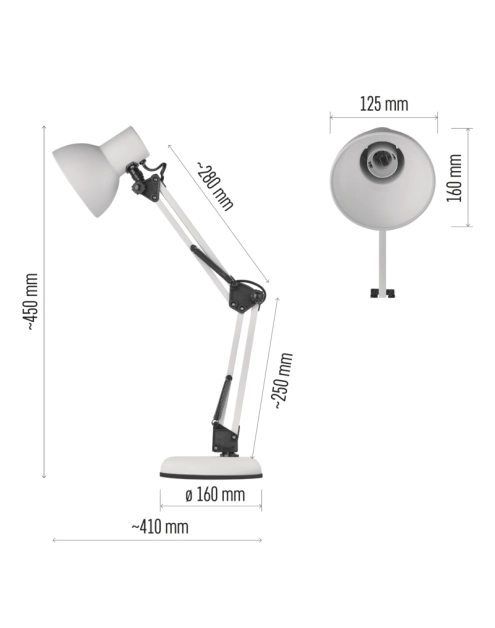 Zdjęcie: Lampa biurkowa E27 Lucas 48 cm biały EMOS