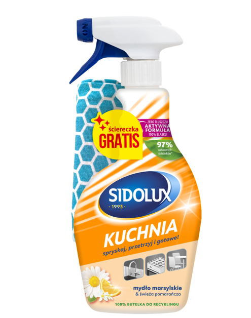 Zdjęcie: Płyn do czyszczenia kuchni Triger 500 ml mydło marsylskie&świeża pomarańcza SIDOLUX