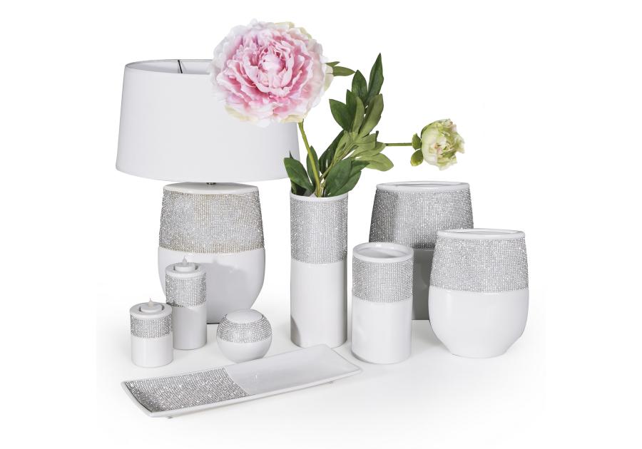 Zdjęcie: Wazon Aneli 11x11x30 cm biało-srebrny EUROFIRANY