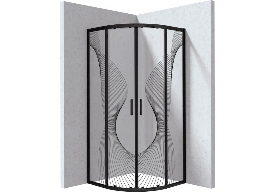 Zdjęcie: Kabina prysznicowa Funkia Evo półokrągła 80x80 cm - wzór fala DEANTE