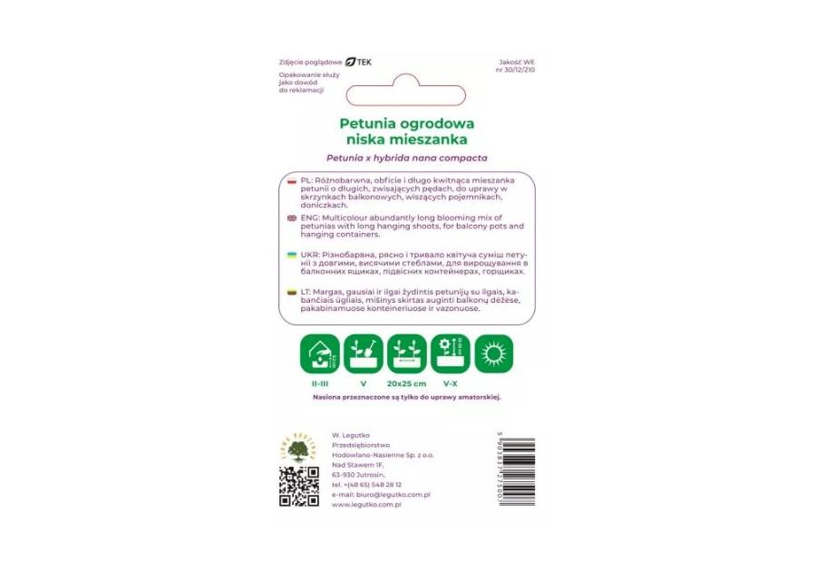 Zdjęcie: Petunia ogrodowa niska zwarte mieszanka 0,10 g W.LEGUTKO