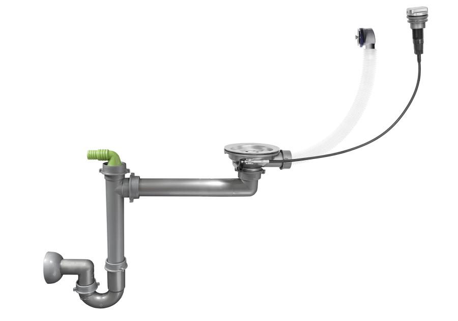 Zdjęcie: Syfon odpływowo-przelewowy do zlewów granitowych wpuszczanych 1-komorowych sito 3,5 MILÓ