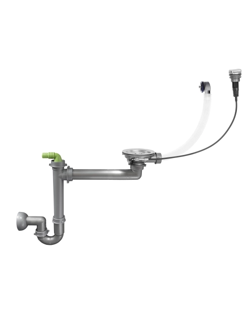Zdjęcie: Syfon odpływowo-przelewowy do zlewów granitowych wpuszczanych 1-komorowych sito 3,5 MILÓ