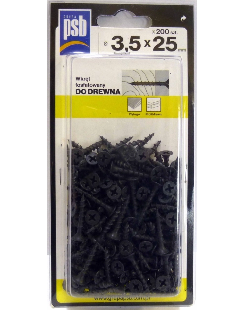 Zdjęcie: Wkręt fosfatowany do drewna 3,5x25 mm - 200 szt. SILA