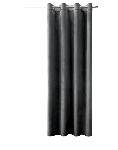 Zdjęcie: Zasłona welwetowa jednokolorowa Melanie 140x250 cm czarna na przelotkach EUROFIRANY