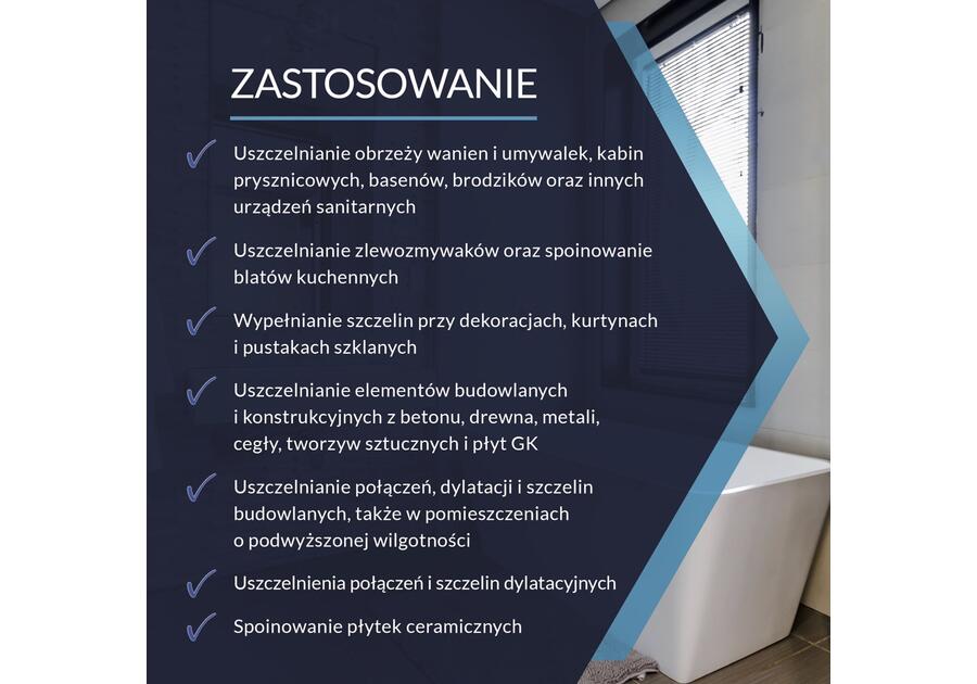 Zdjęcie: Silikon neutralny sanitarny do wanien bezbarwny 280 ml TYTAN PROFESSIONAL