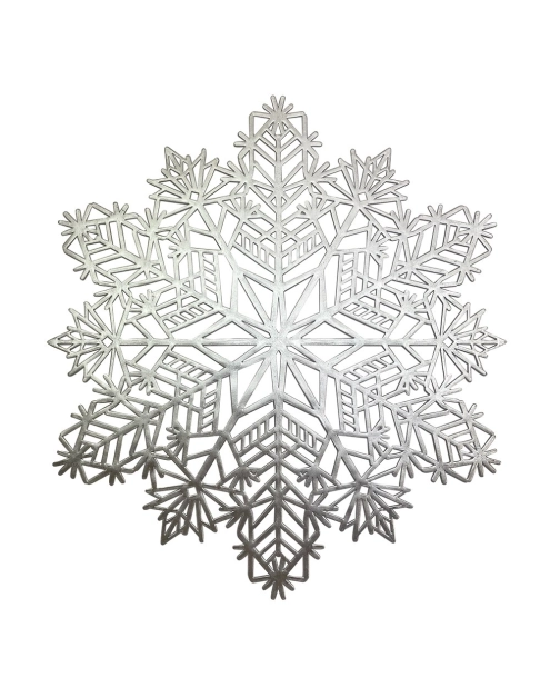 Zdjęcie: Mata stołowa PVC średnica 38 cm dekorowana śnieżynka srebrna ALTOMDESIGN