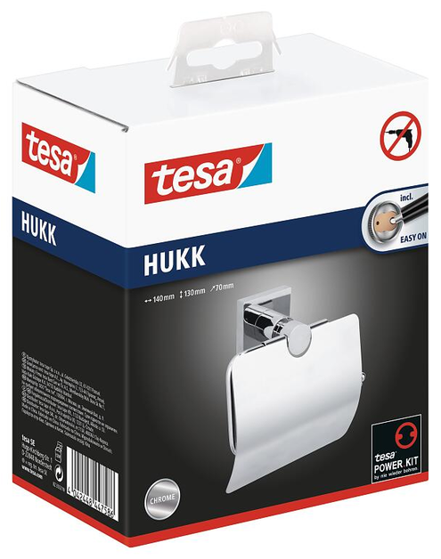 Zdjęcie: Uchwyt na papier toaletowy z pokrywką Hukk, mocowany bez wiercenia TESA