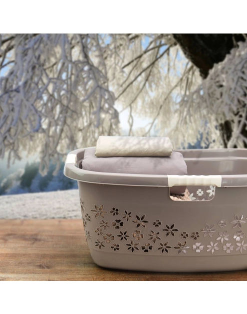 Zdjęcie: Kosz na pranie ergonomiczny z miękkimi uchwytami lasse 50 L nordic grey KEEEPER