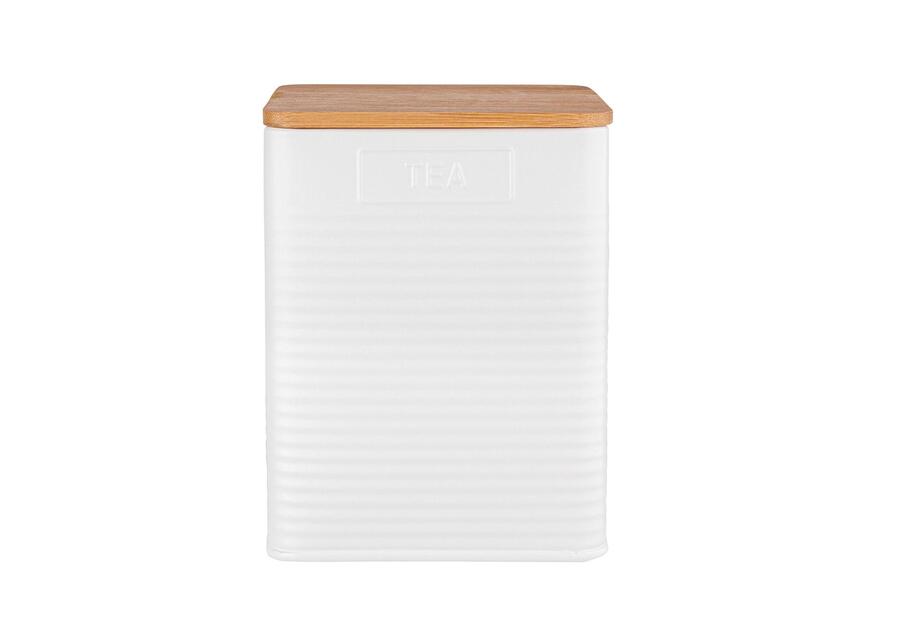 Zdjęcie: Puszka kwadratowa z pokrywą bambusową 11x11x14 cm loft biała - Tea ALTOMDESIGN