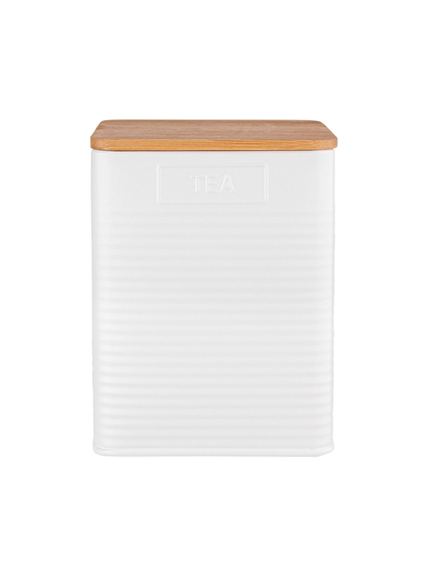 Zdjęcie: Puszka kwadratowa z pokrywą bambusową 11x11x14 cm loft biała - Tea ALTOMDESIGN