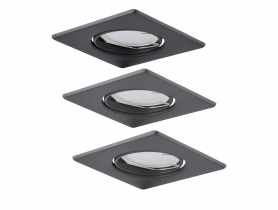 Oprawki ruchome LED Olin stal 3in1 kwadrat czarne perłowe 3pak POLUX