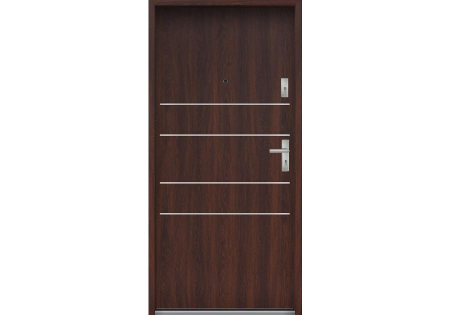 Zdjęcie: Drzwi wejściowe do mieszkań Bastion A-30 Orzech japoński 80 cm lewe ODR KR CENTER